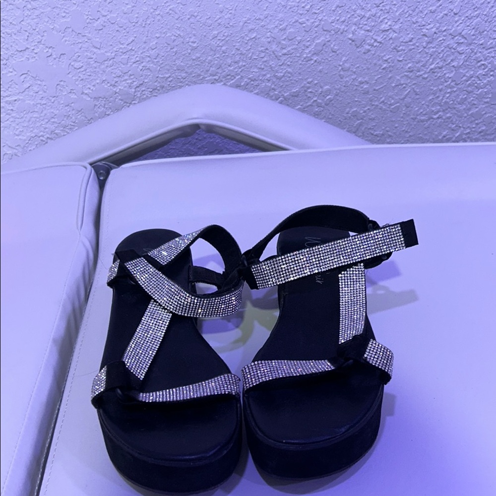 Elegant Black and Silver Women's Sandals
